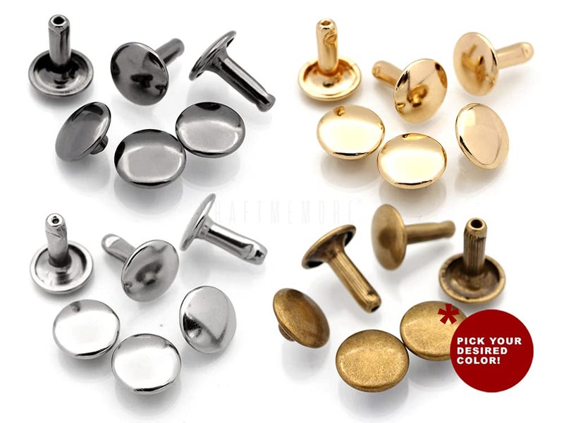 CRAFTMEMORE 9mm Cap x 10mm Post Leather Rivet Double Cap Rivets Tubular Metal Rapid Rivet Studs Leather Craft 50 Sets (10 mm Post, Gunmetal) - Image 4